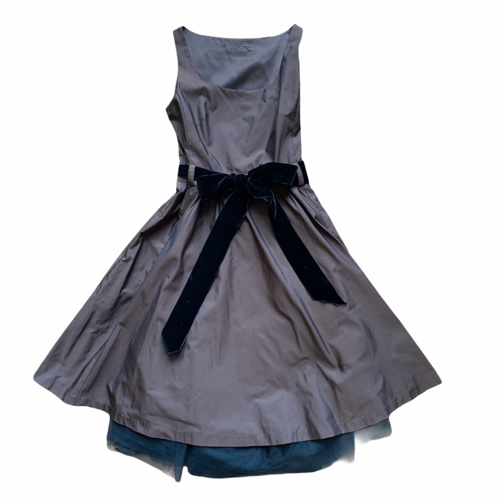 Banana Republic Brown Satin Dress with Velvet Tie